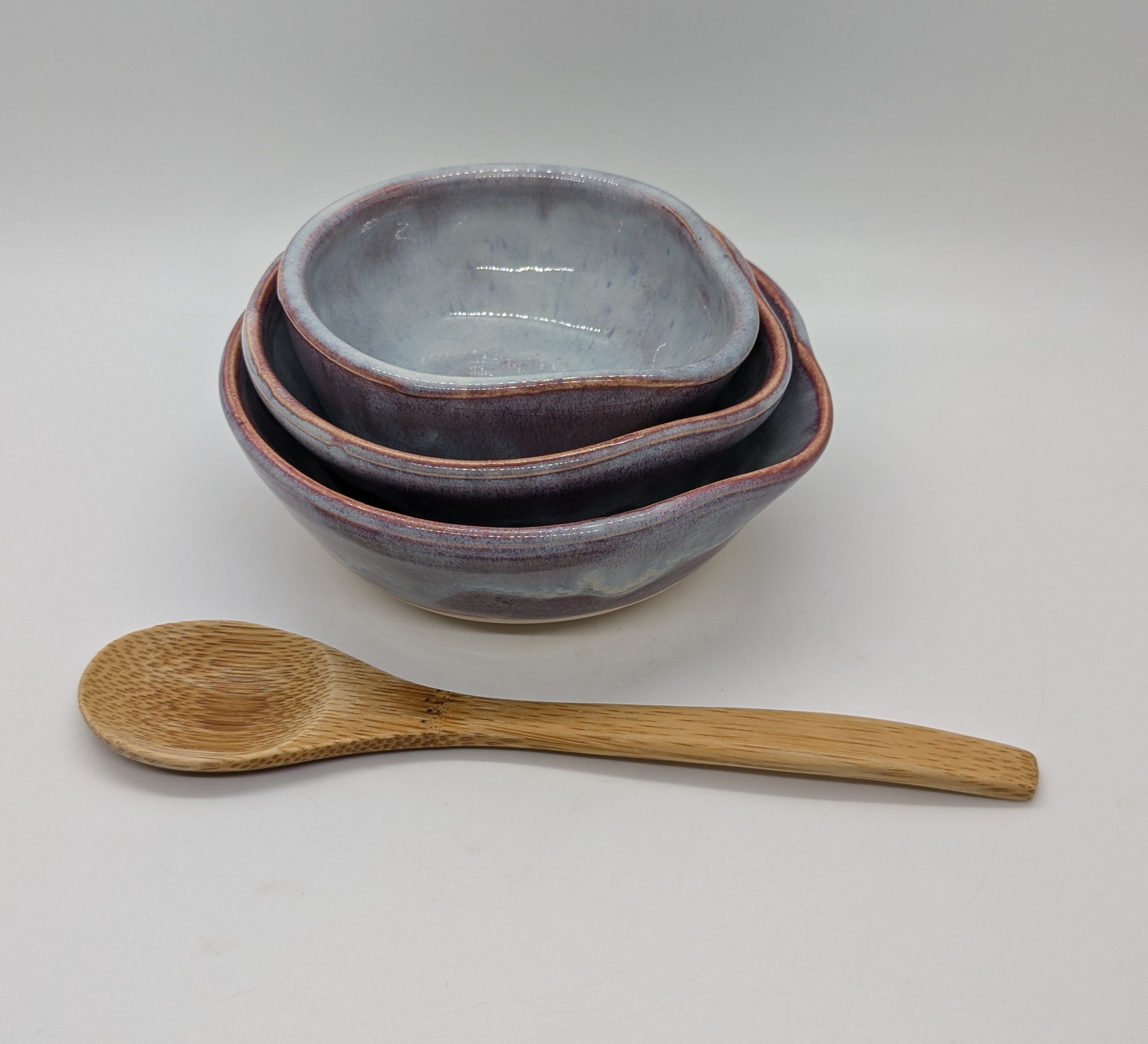 Soft Purple Prep Bowls - Set of 3 - Perfect for all kinds of little tasks in the kitchen! Crack eggs, serve snacks to the kids, blend salad dressings, and more. This lovely soft purple gives any kitchen a nice little pop of color without being overpowering next to your other dishes. - 30